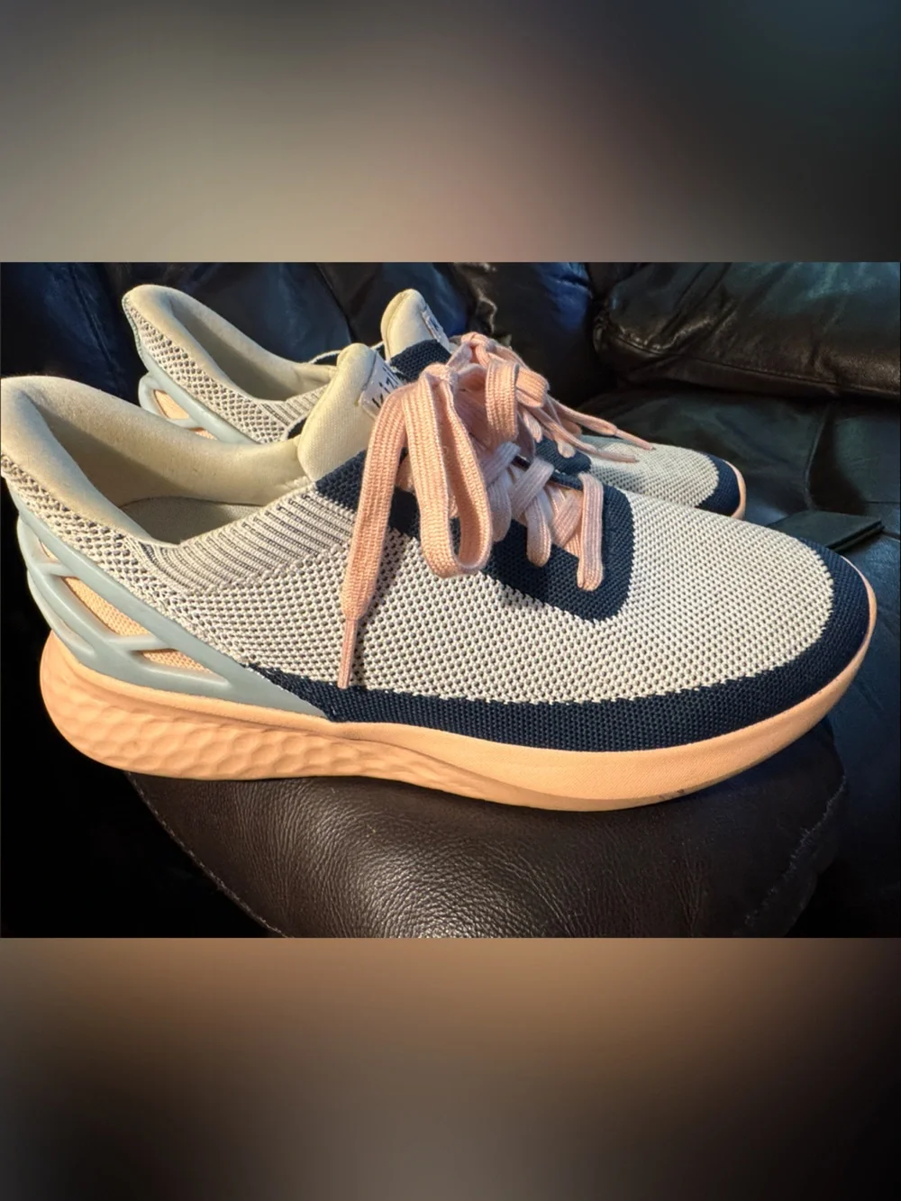 Women’s Kizik Athens Athletic Sneaker - Cream, Navy & Peach 9.5 WIDE width